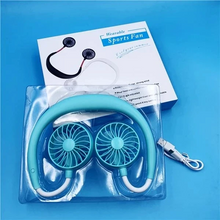 Load image into Gallery viewer, Portable Hanging Neck Sports Fan - Mini USB Portable Neckband With Rechargeable Battery Small Air Cooler Conditioner